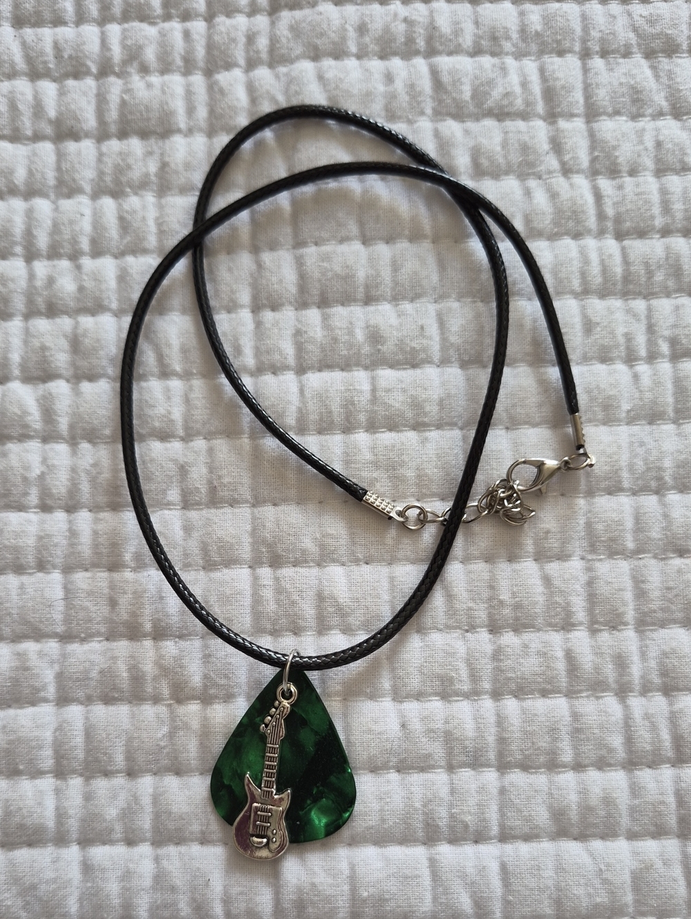 Green Shell Guitar Pick Pendant Necklace - Jewelry